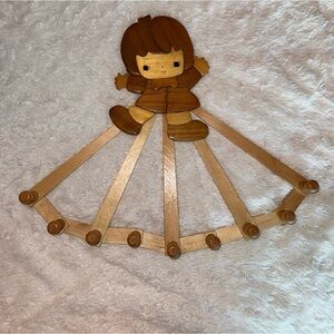 Vintage Wooden Accordion Peg Rack